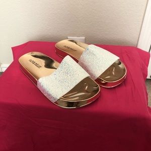 Glitter slide sandal